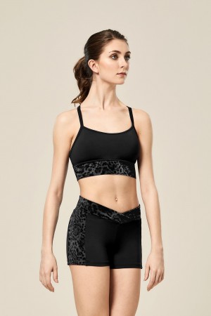 Bloch Avianna Animal Printed Mesh Racer Back Women's Tops Black | ILNEJ67896