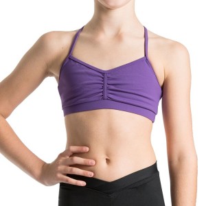 Bloch Bunga Gathered Racer Crop Kids' Tops Purple | ILIIZ95894