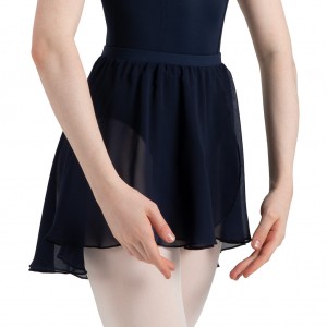 Bloch Chezanne Chiffon Mock Wrap Women's Skirts Navy | UILND13326