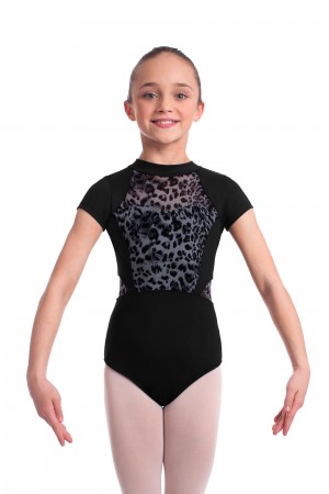 Bloch Coralee Animal Printed Mesh Cap Sleeve Kids' Leotards Black | PILQX59038