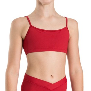 Bloch Dielle Straight Front Crop Kids' Tops Red | ZILNQ91972