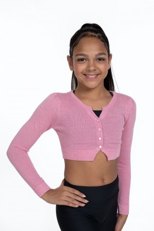 Bloch Flo Active Erin Lurex Knit Cardigan Kids' Tops Pink | UILND25295