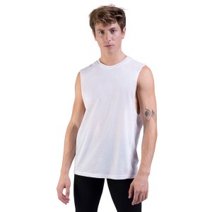 Bloch Harris Relaxed Drop Arm Muscle Men's Tops White | QILWA86012