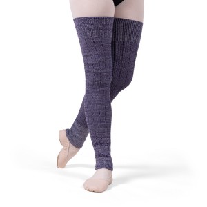 Bloch Knit Long Ribbed Legwarmers Men's Knitwear Purple/Silver | ILNZX83628