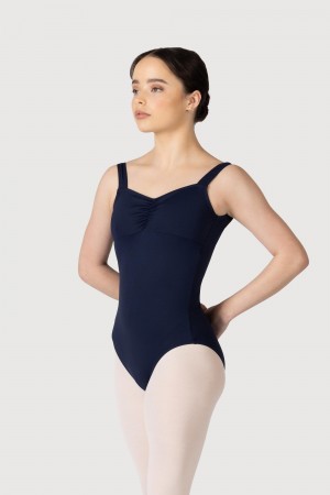 Bloch Microlux™ Gayleena Empire Gathered Front Wide Strap Kids' Leotards Navy | ILICD94080