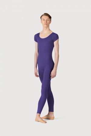 Bloch Microlux™ Scoop Neck Cap Sleeve Men's Unitards Deep Purple | ILJZR79069