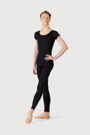 Bloch Microlux™ Scoop Neck Cap Sleeve Men's Unitards Black | ILJZR76496