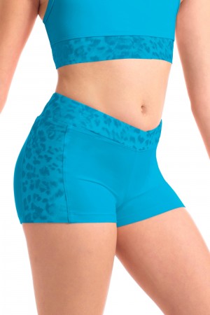 Bloch Mila Animal Printed Mesh Short Kids' Bottoms Turquoise | MILHR51278