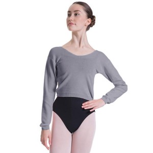 Bloch Overt Cropped Long Sleeve Sweater Women's Tops Light Grey Marle | ILZDE59870