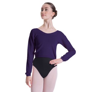 Bloch Overt Cropped Long Sleeve Womens Sweater Women's Knitwear Purple | ILQAV73377