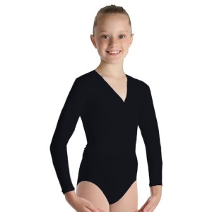 Bloch Overture Crossover Long Sleeve Wrap Kids' Tops Black | FILUI59815