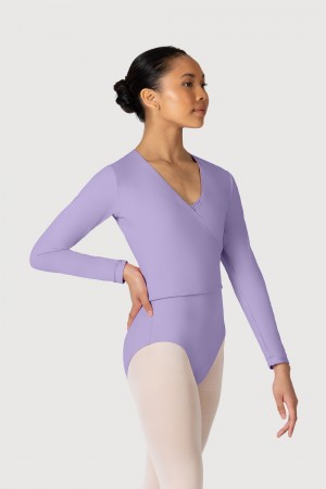 Bloch Overture Crossover Long Sleeve Wrap Women's Tops Lilac | UILTG75755