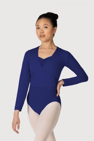 Bloch Overture Crossover Long Sleeve Wrap Women's Tops Marine | QILUV24944