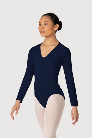 Bloch Overture Crossover Long Sleeve Wrap Women's Tops Navy | ILJZR89527