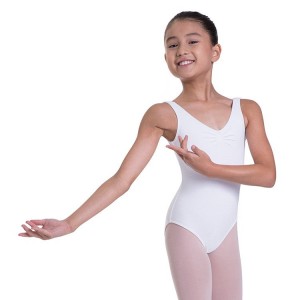 Bloch Overture Odetta Sleeveless Pleat Kids' Leotards White | BILSD69318