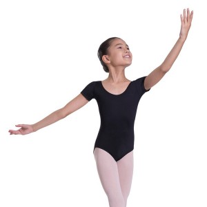 Bloch Overture Olisia Short Sleeve Kids' Leotards Black | AILDF55175