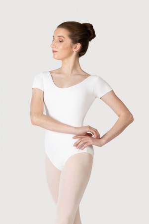 Bloch Overture Olisia Short Sleeve Women's Leotards White | QILUV14621