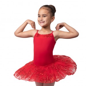 Bloch Perlaida Sequin Overlay Kids' Dress Red | ILQAV76409