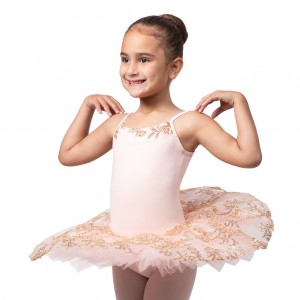 Bloch Perlaida' Sequin Overlay Tutu Kids' Leotards Shell Pink | QILUV29956