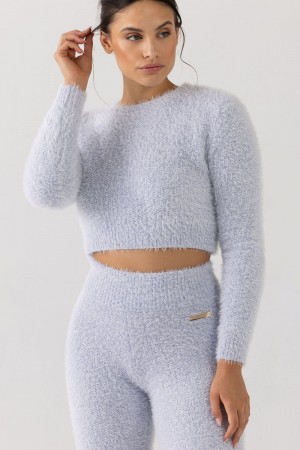 Bloch Popcorn Stitch Long Sleeve Women's Knitwear Sky | QILUV20463