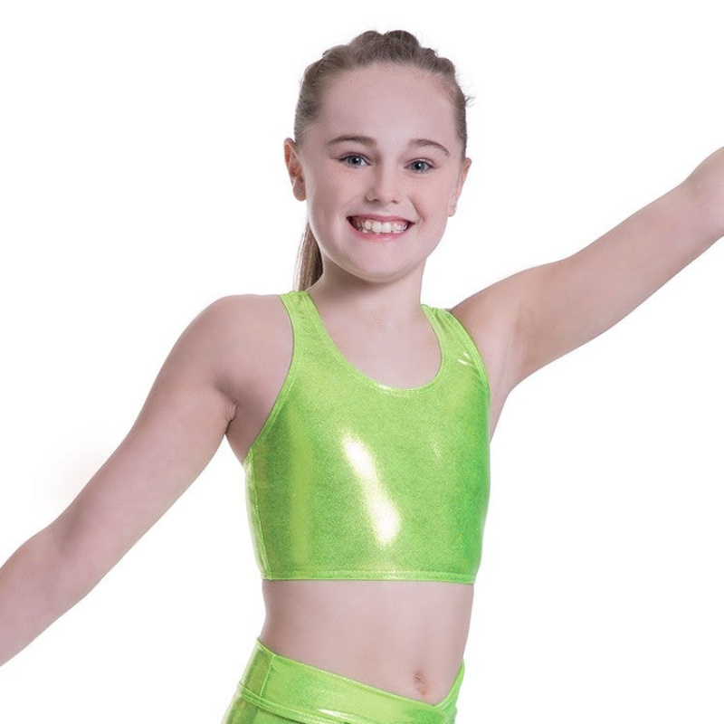 Bloch Bellagio Lurex Scoop Tank Crop Kids' Tops Lime | BILSO28334