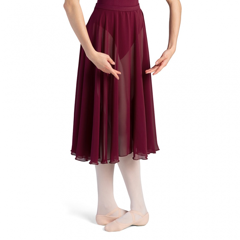 Bloch Cambria Full Circle Chiffon Women\'s Skirts Burgundy | UILTG63281