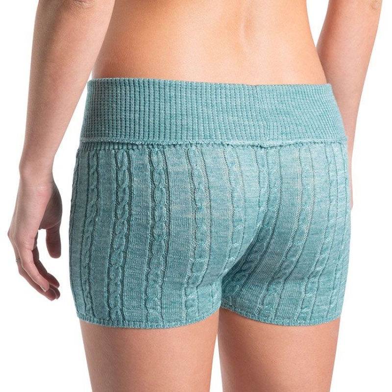 Bloch Carezza Cable Knit Womens Fold Down Short Women's Knitwear Light Aqua | YILVQ64151