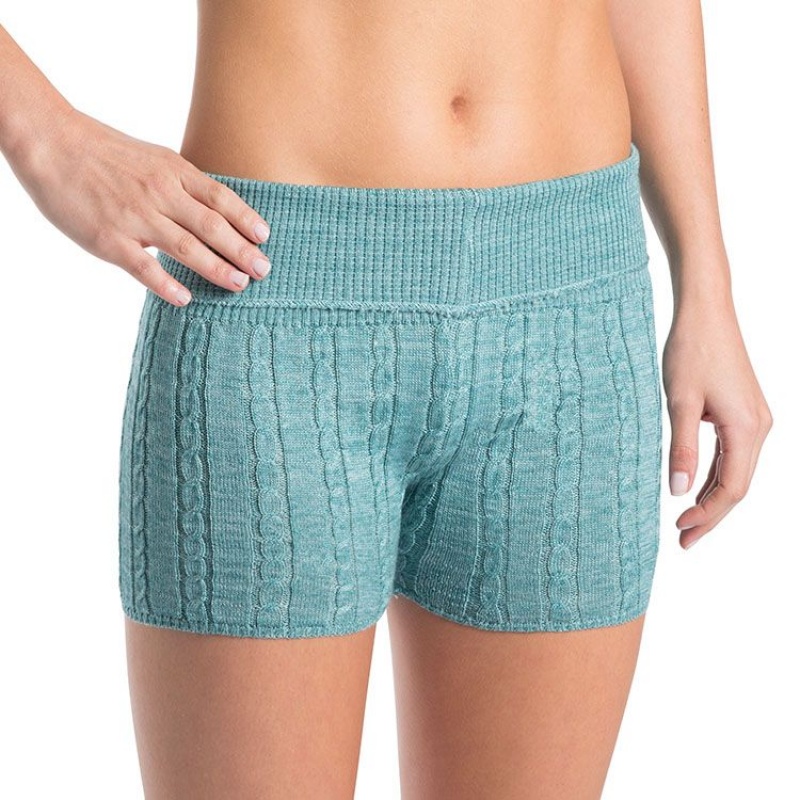 Bloch Carezza Cable Knit Womens Fold Down Short Women\'s Knitwear Light Aqua | YILVQ64151