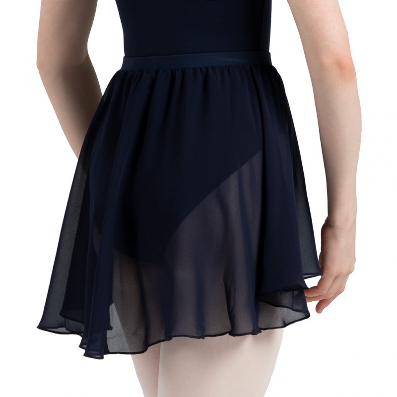 Bloch Chezanne Chiffon Mock Wrap Women's Skirts Navy | UILND13326