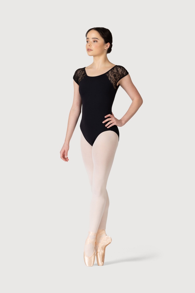 Bloch Chiwa Lace Button Women's Leotards Black | ILNEJ92095