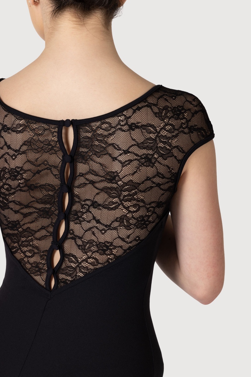 Bloch Chiwa Lace Button Women's Leotards Black | ILNEJ92095