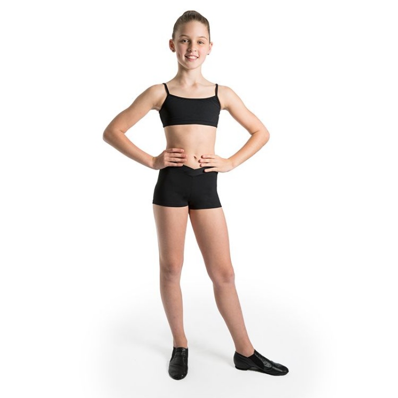 Bloch Dielle Straight Front Crop Kids' Tops Black | GILEC15210