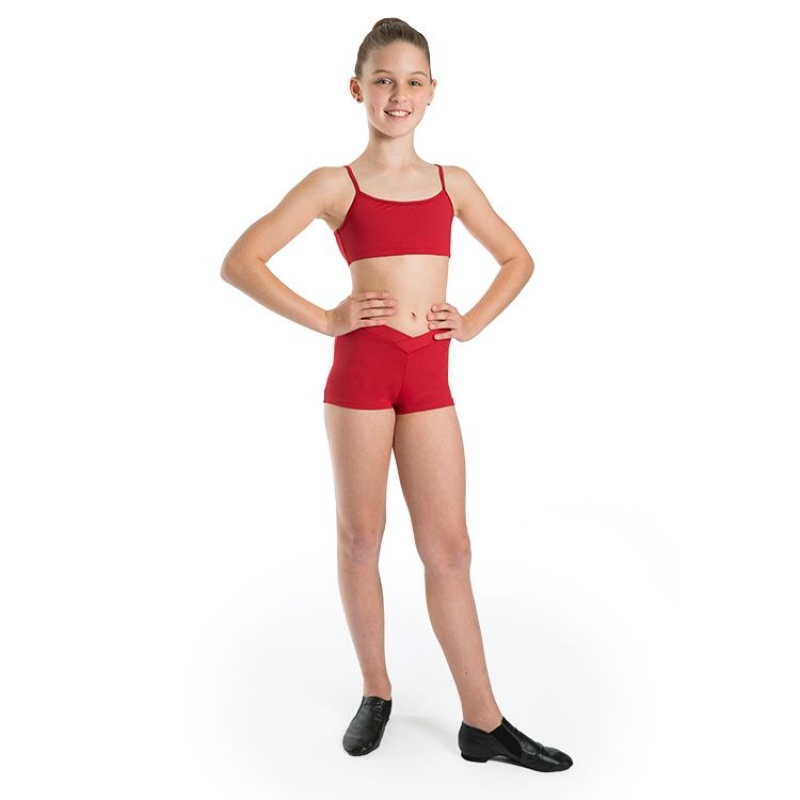 Bloch Dielle Straight Front Crop Kids' Tops Red | ZILNQ91972