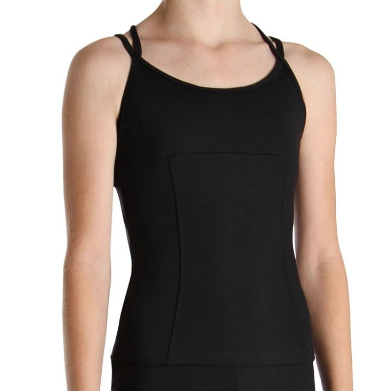 Bloch Double Cross Cami Kids' Tops Black | SILVO89476