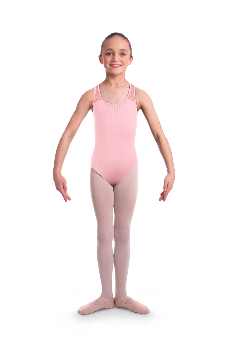 Bloch Elina Animal Printed Mesh Cross Back Kids' Leotards Candy Pink | ILIIZ55638