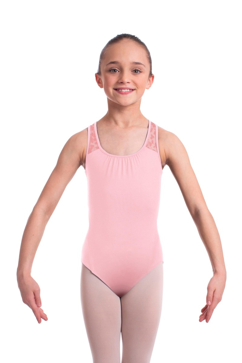 Bloch Elina Animal Printed Mesh Cross Back Kids\' Leotards Candy Pink | ILIIZ55638