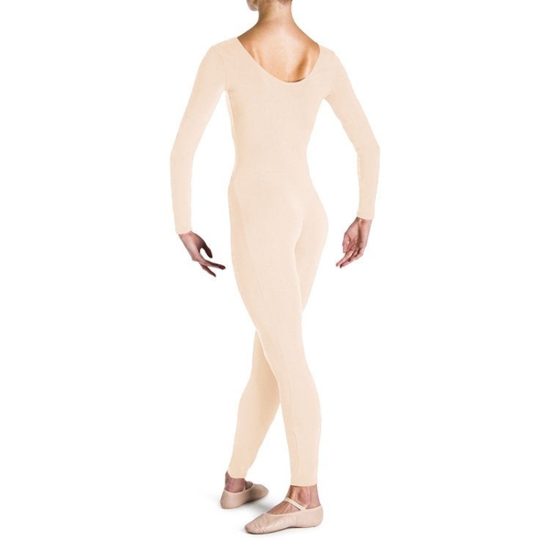 Bloch Eugene Long Sleeve Scoop Women's Unitards Wheat | XILBH47370