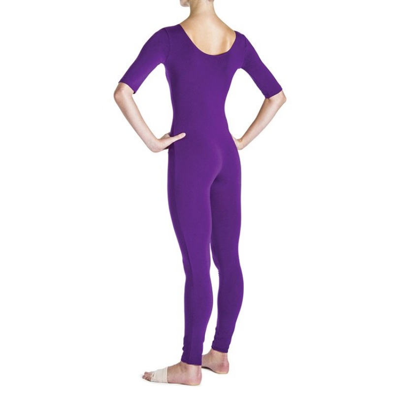 Bloch Euna ¾ Sleeve Women's Unitards Purple | TILWZ66725