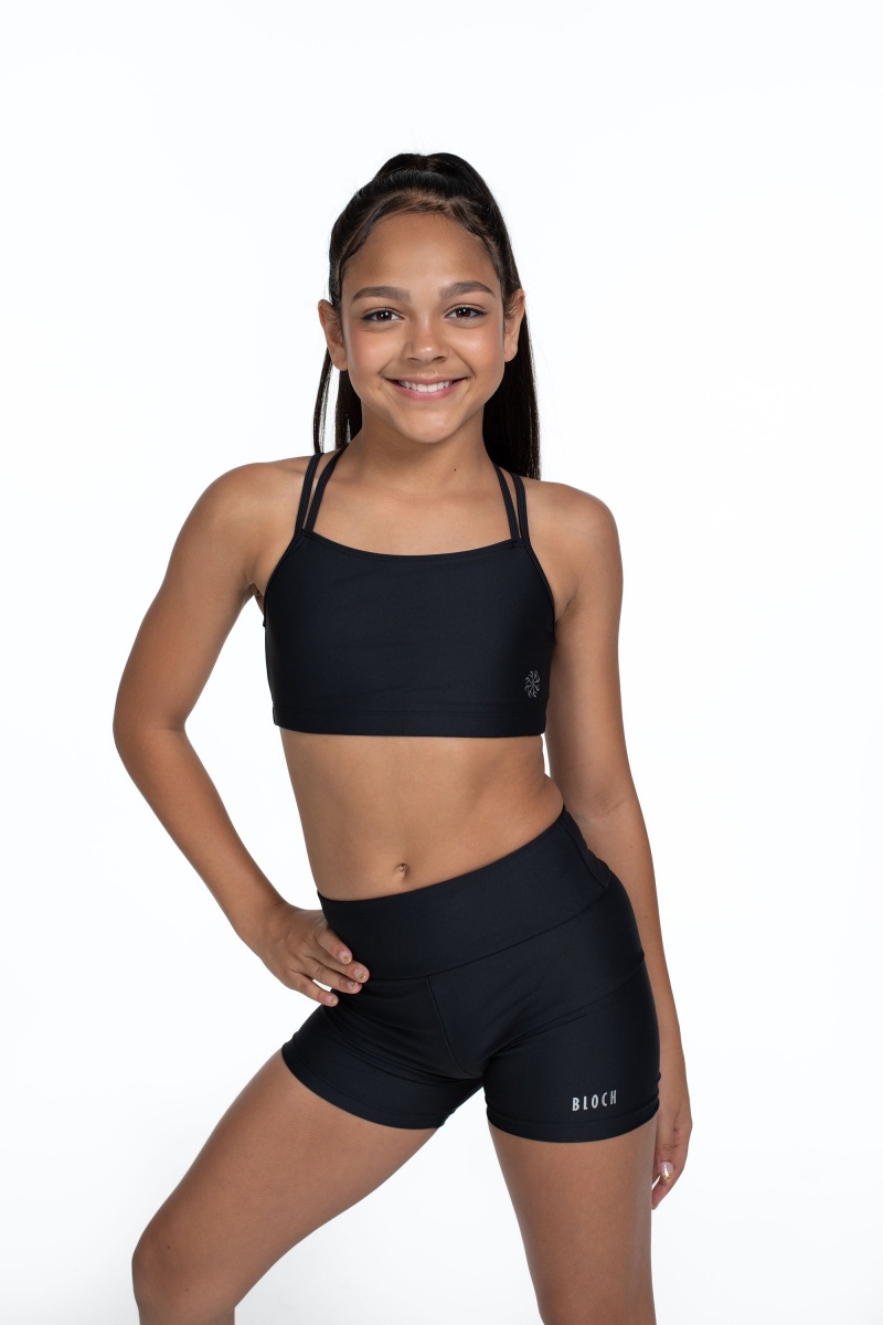 Bloch Flo Active Remi Criss Cross Back Bra Kids' Tops Black | ILNZX59563