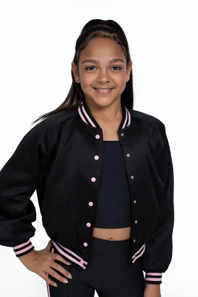 Bloch Flo Active Rizzo Bomber Jacket Kids\' Tops Black | BILSD59824