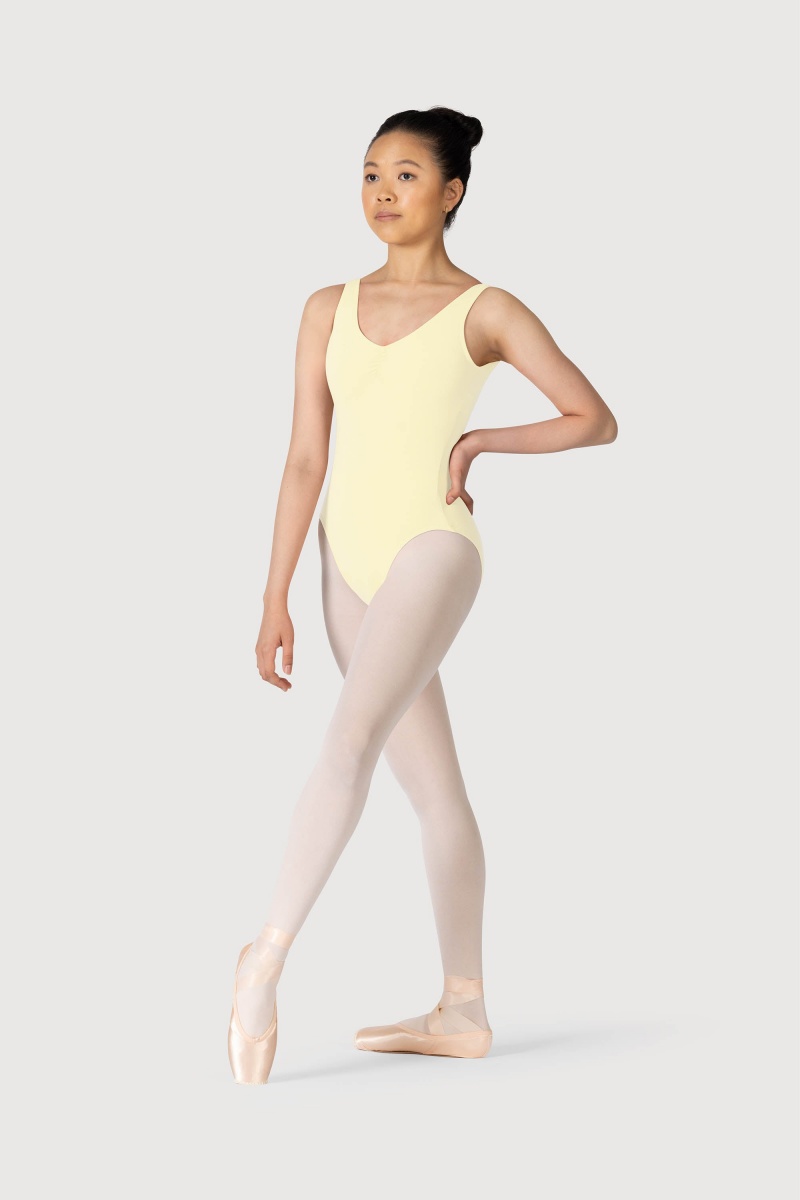 Bloch Gathered Front With Low Back Women's Leotards Lemon | MILFT58295