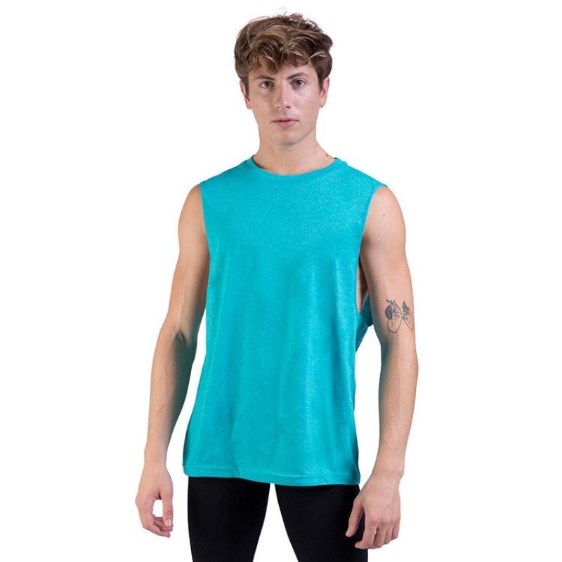 Bloch Harris Relaxed Drop Arm Muscle Men\'s Tops Jade | DILKV76798