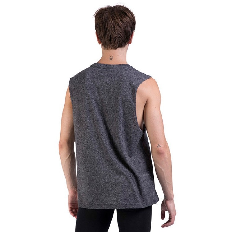 Bloch Harris Relaxed Drop Arm Muscle Men's Tops Dark Heather | UILTG95786