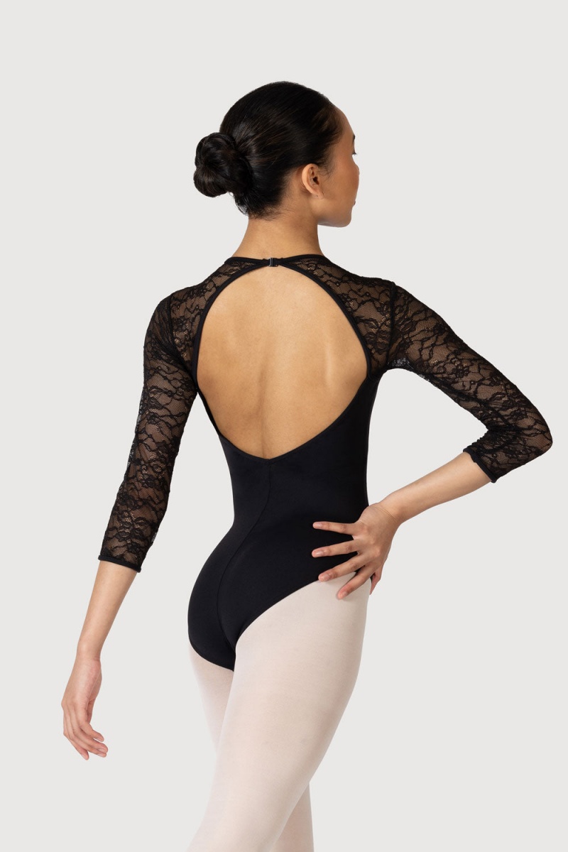 Bloch Kate 3/4 Sleeve Lace Women\'s Leotards Black | GILUC23918