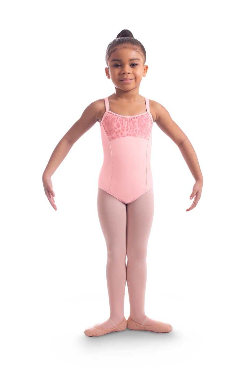 Bloch Kathrin Animal Printed Mesh Camisole Kids' Leotards Candy Pink | FILHY86921