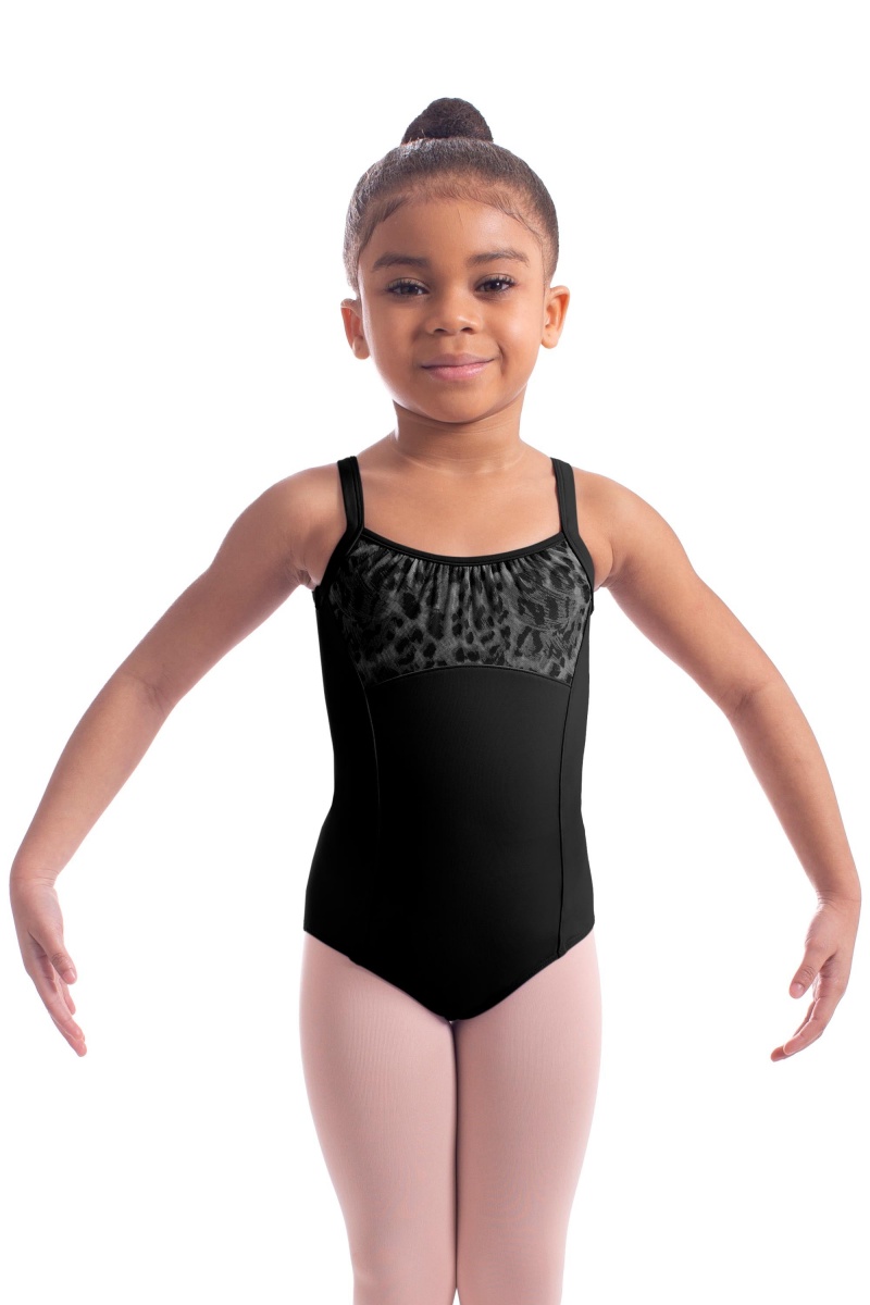 Bloch Kathrin Animal Printed Mesh Camisole Kids' Leotards Black | ILIIZ37444