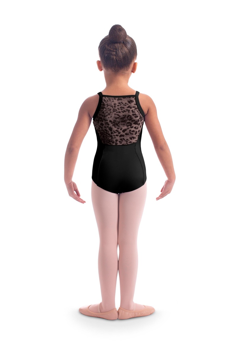 Bloch Kathrin Animal Printed Mesh Camisole Kids' Leotards Black | ILIIZ37444