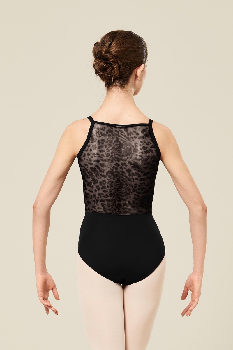 Bloch Maiko Animal Printed Mesh Camisole Women's Leotards Black | PILQX12855