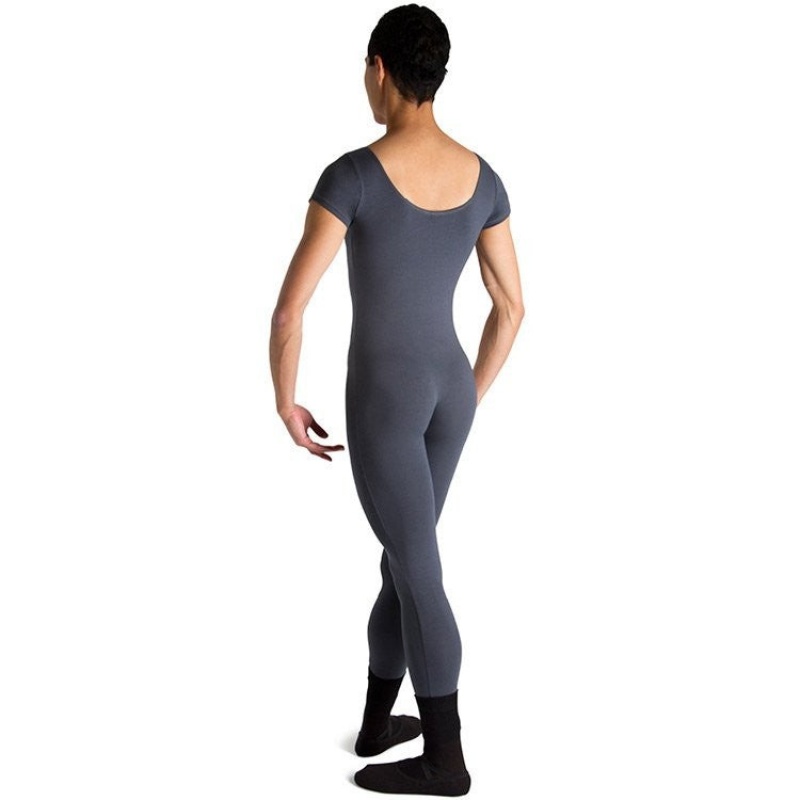 Bloch Matt Scoop Neck Cap Sleeve Men's Unitards Graphite | FILUI25879