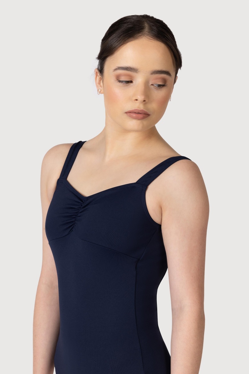 Bloch Microlux™ Gayleena Empire Gathered Front Wide Strap Women's Leotards Navy | UILTG54268